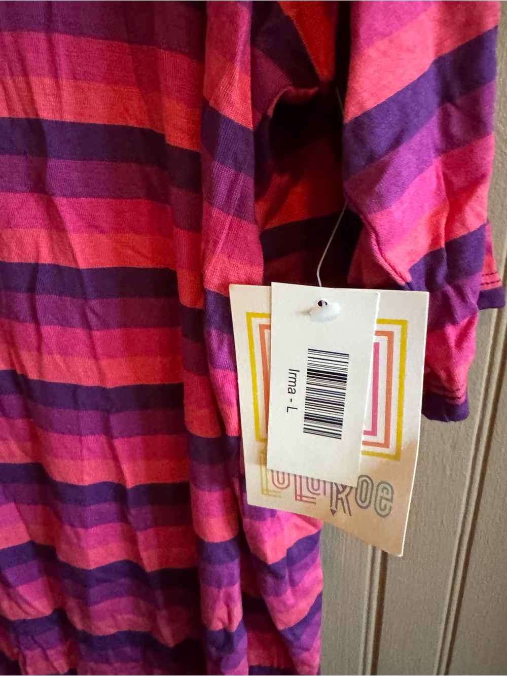 NWT LuLaRoe Irma Striped Pink and Purple Top large